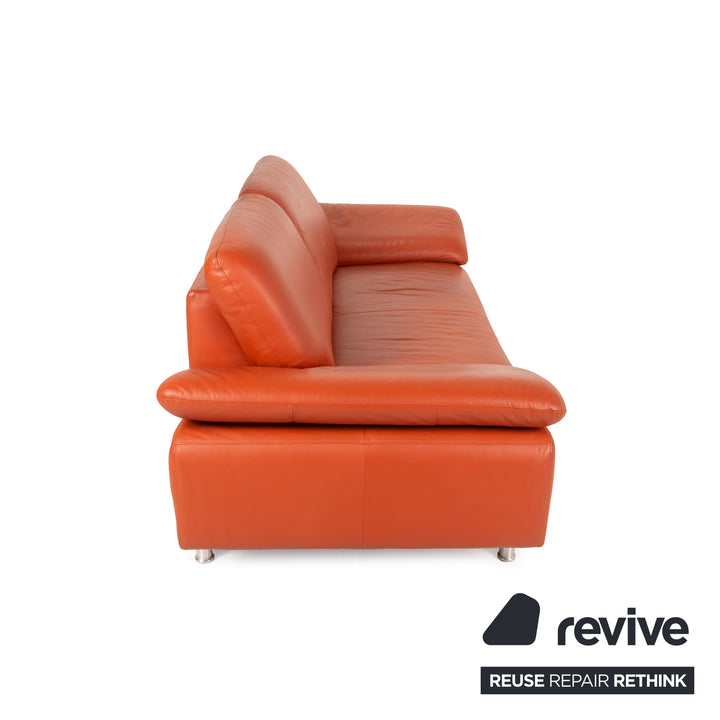 Willi Schillig Loop Leder Sofa Orange Dreisitzer Couch