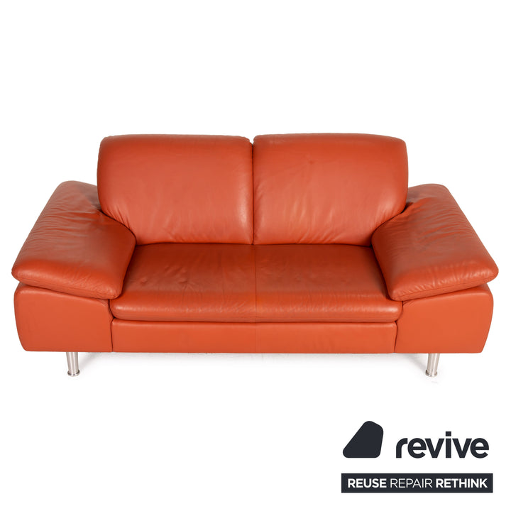 Willi Schillig Loop Leder Sofa Orange Zweisitzer Couch