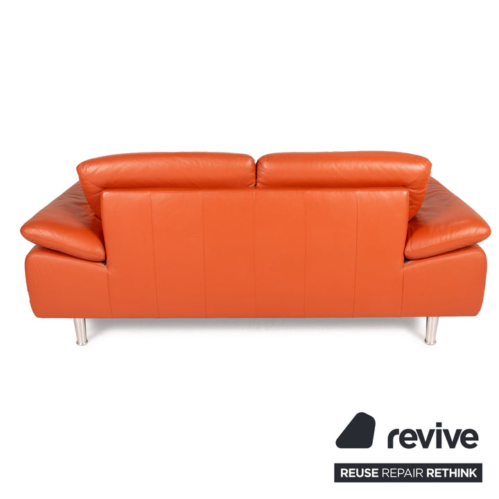 Willi Schillig Loop Leder Sofa Orange Zweisitzer Couch