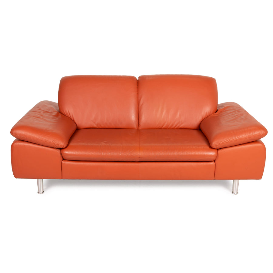 Willi Schillig Loop Leder Sofa Orange Zweisitzer Couch