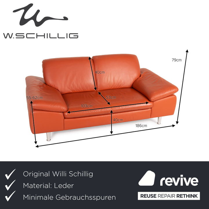 Willi Schillig Loop Leder Sofa Orange Zweisitzer Couch