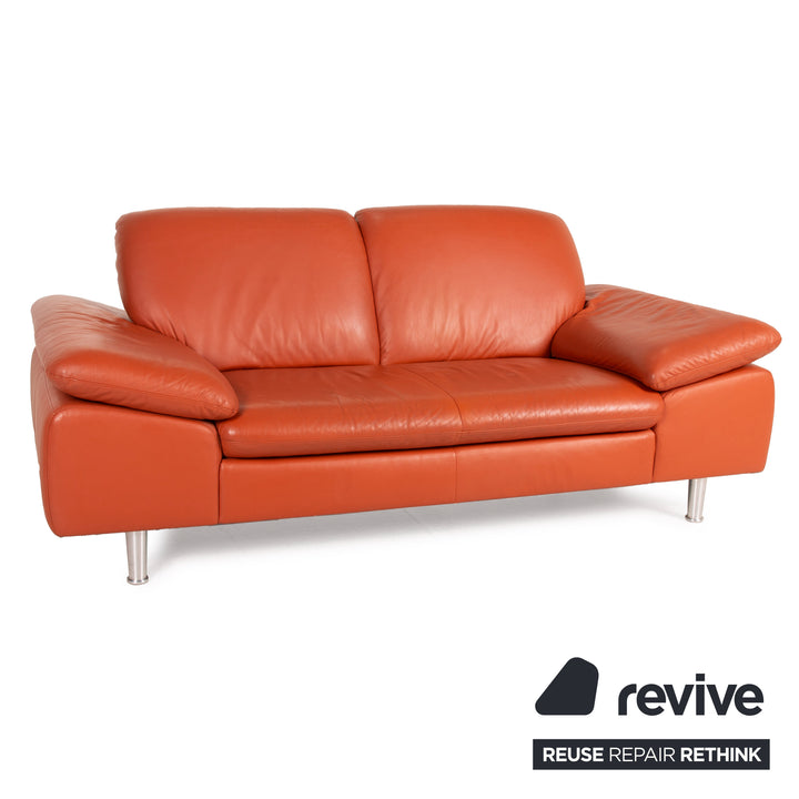 Willi Schillig Loop Leder Sofa Orange Zweisitzer Couch