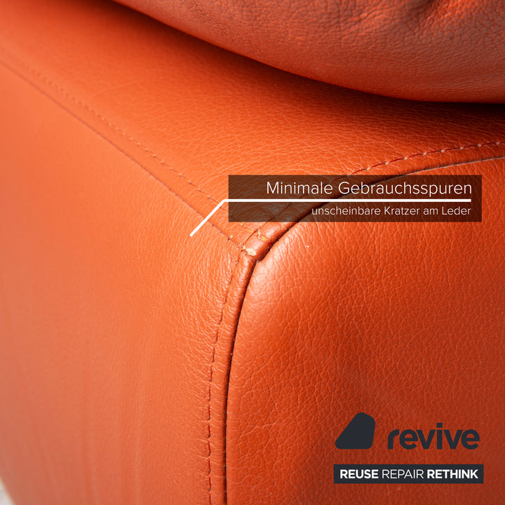 Willi Schillig Loop Leder Sofa Orange Zweisitzer Couch