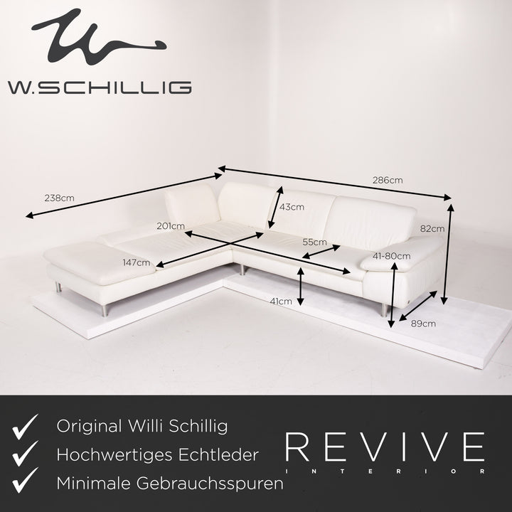 Willi Schillig Loop Leather Sofa White Corner Sofa #14017