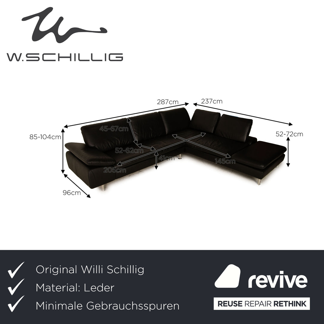 Willi Schillig Loop Schwarz Leder Ecksofa Sofa Couch Funktion Recamiere rechts