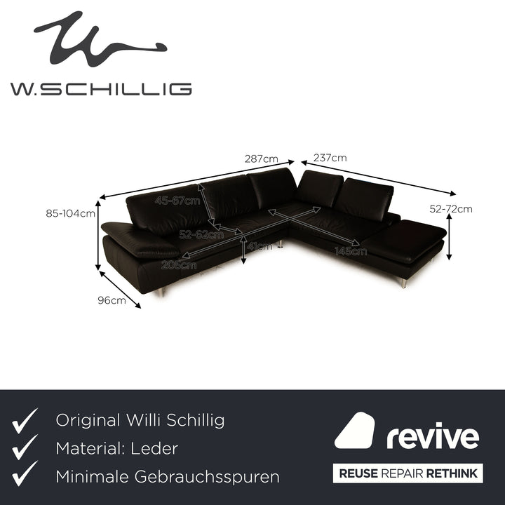 Willi Schillig Loop Schwarz Leder Ecksofa Sofa Couch Funktion Recamiere rechts