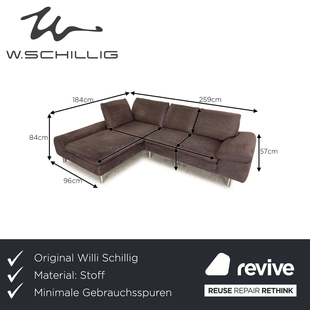 Willi Schillig Loop Stoff Microfaser Ecksofa Grau Recamiere Links manuelle Funktion