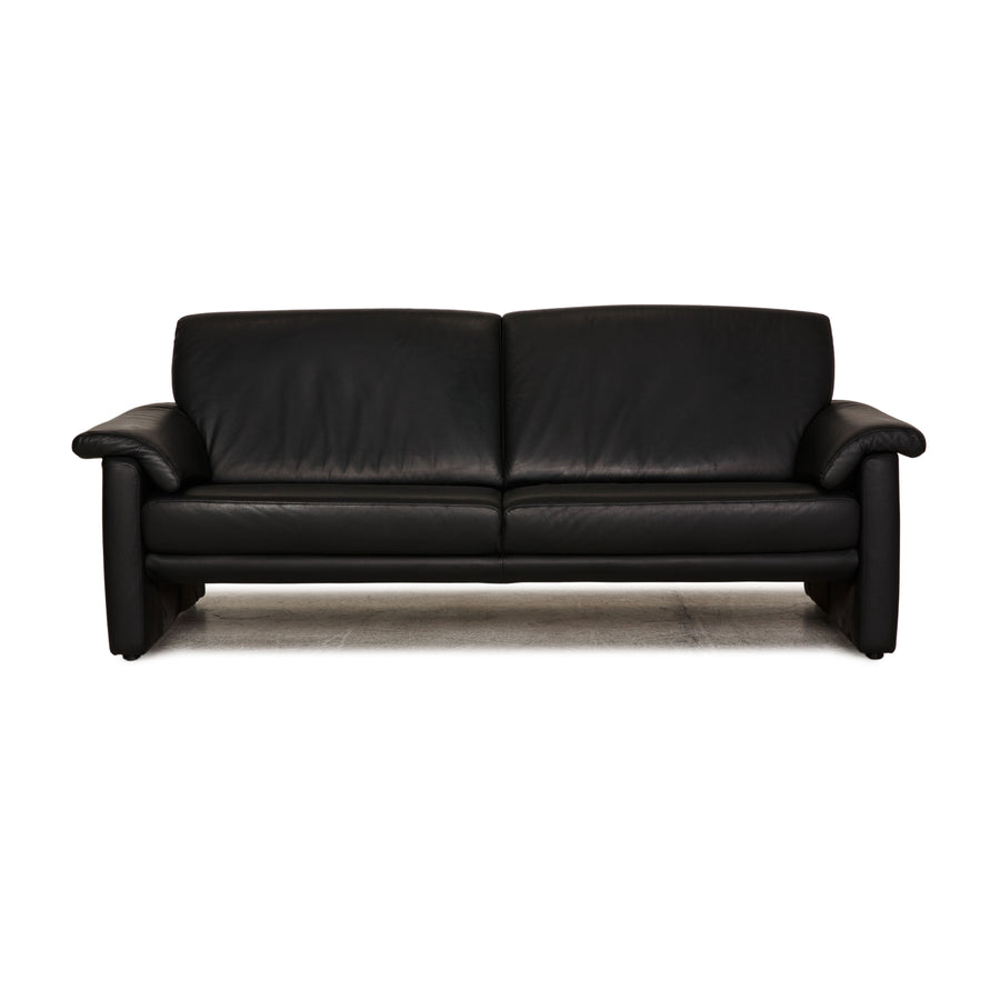 Willi Schillig Lucca leather three-seater black sofa couch