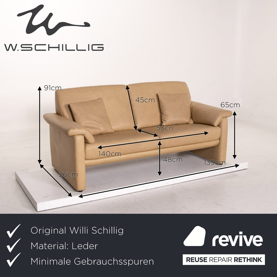 Willi Schillig Lucca Leder Sofa Beige Zweisitzer Couch #15277