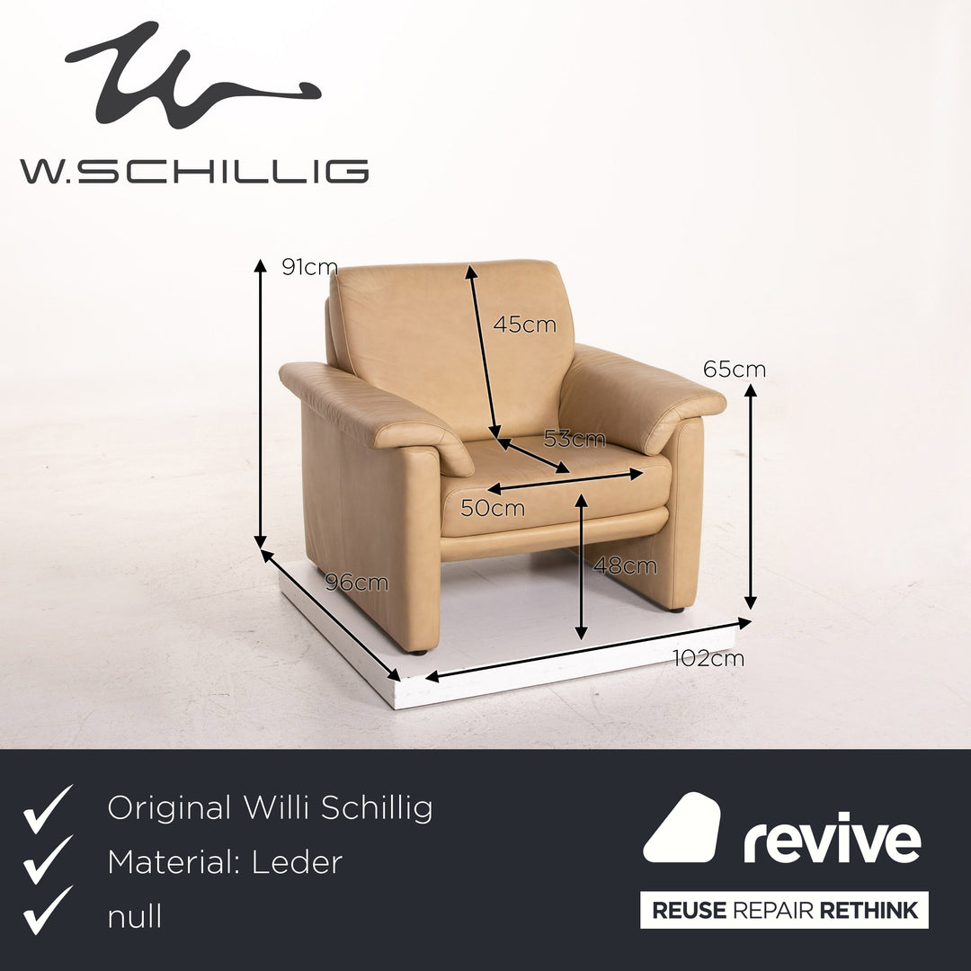 Willi Schillig Lucca Leder Sofa Garnitur Beige 1x Zweisitzer 1x Sessel #15514