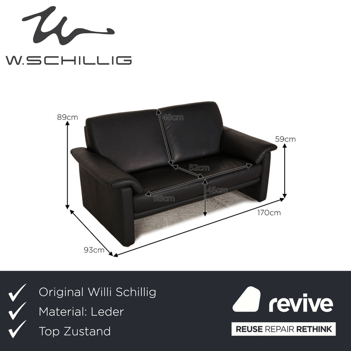 Willi Schillig Lucca Leder Zweisitzer Schwarz Sofa Couch