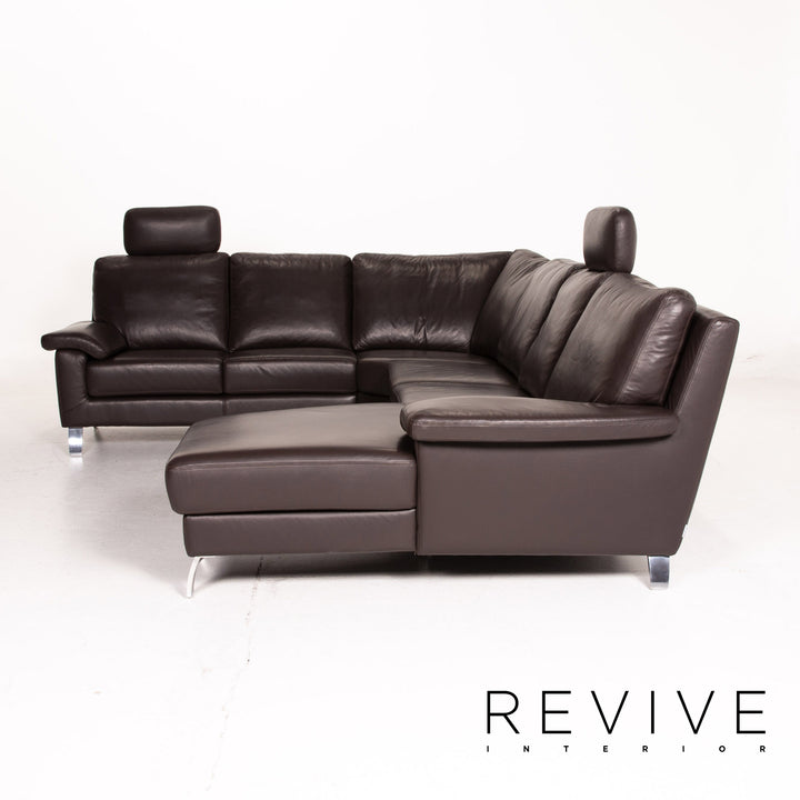 Willi Schillig Matrixx Leder Ecksofa Braun Dunkelbraun Sofa Couch #14703