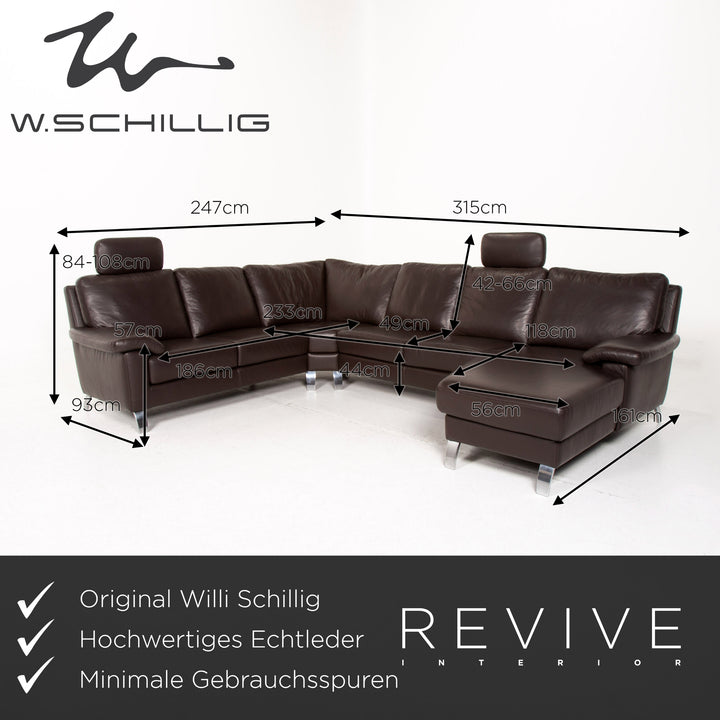 Willi Schillig Matrixx Leder Ecksofa Braun Dunkelbraun Sofa Couch #14703