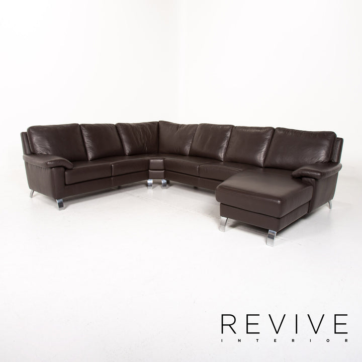 Willi Schillig Matrixx Leder Ecksofa Braun Dunkelbraun Sofa Couch #14703