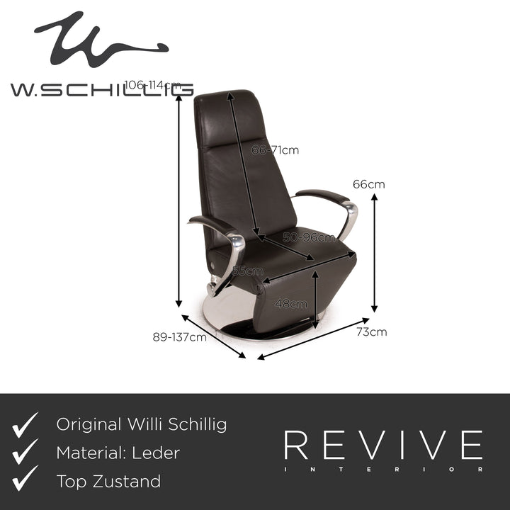 Willi Schillig Relaxsessel Leder Sessel Grau Olive Relaxfunktion Funktion Sessel
