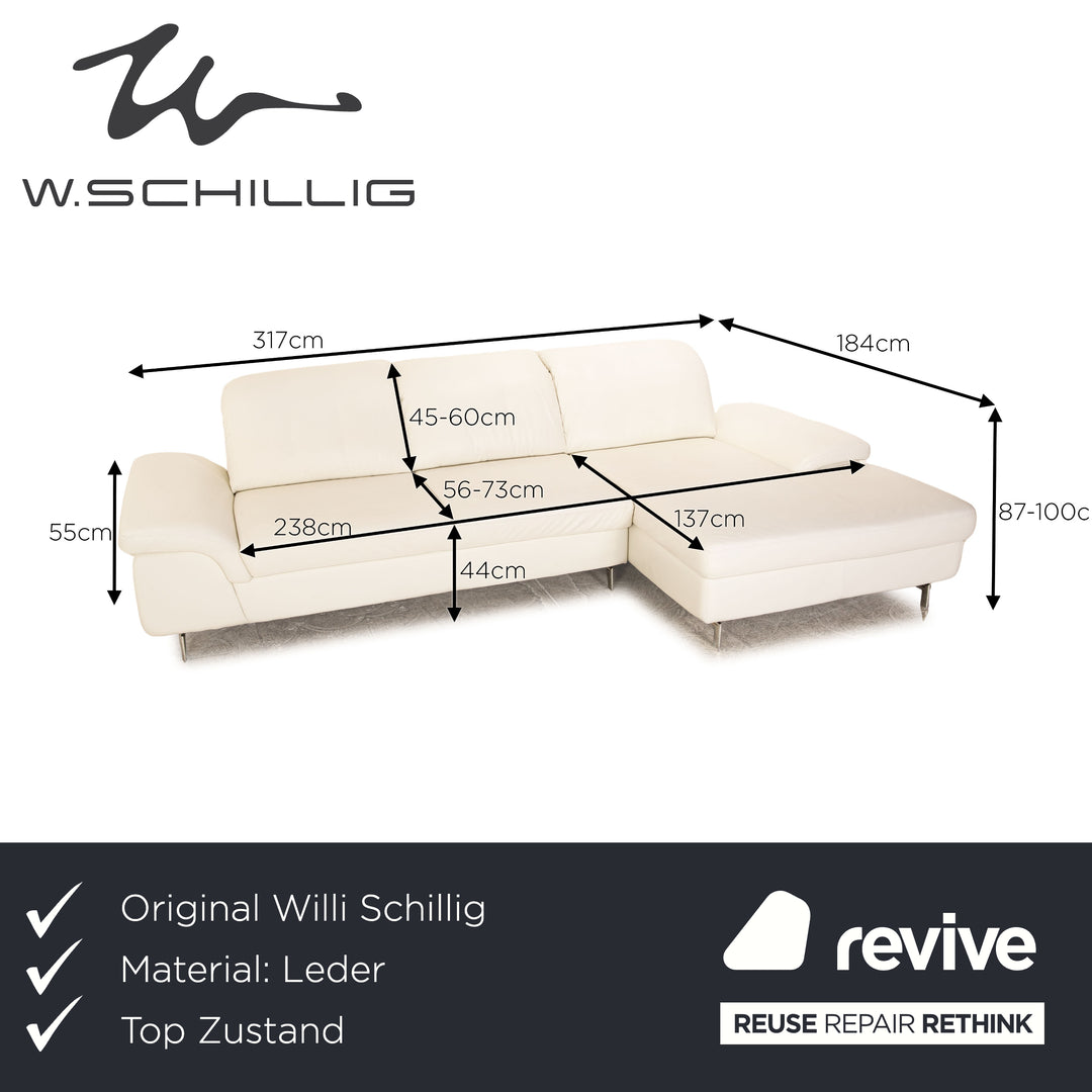 Willi Schillig Select Star Plus Leder Ecksofa Creme Recamiere Rechts manuelle Funktion