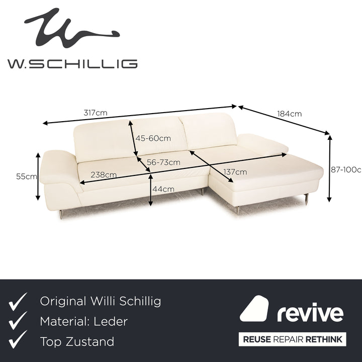 Willi Schillig Select Star Plus Leder Ecksofa Creme Recamiere Rechts manuelle Funktion
