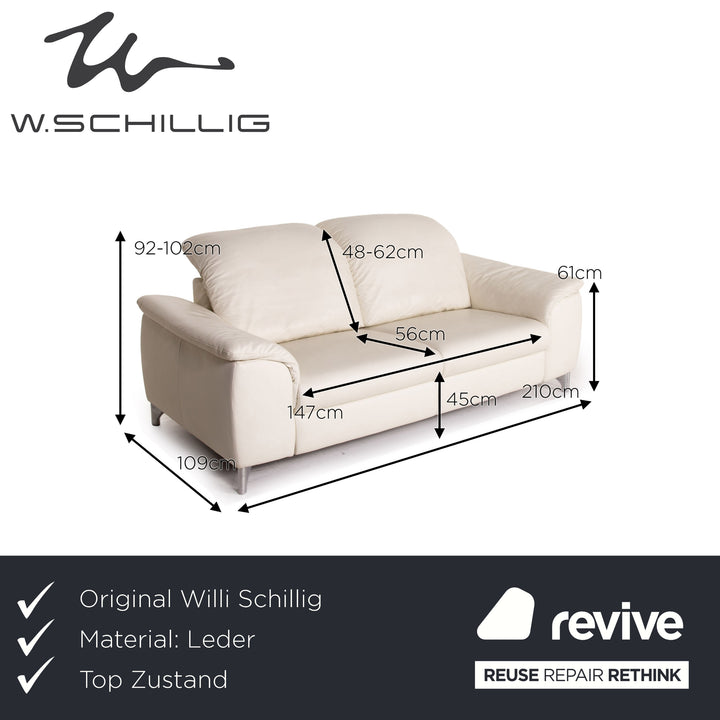 Willi Schillig Sinaatra Leder Sofa Weiß Zweisitzer Funktion Couch