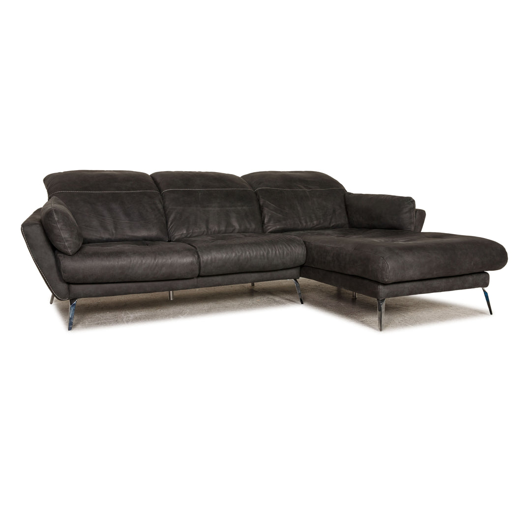 Willi Schillig Soft Leder Ecksofa Anthrazit Sofa Couch Funktion