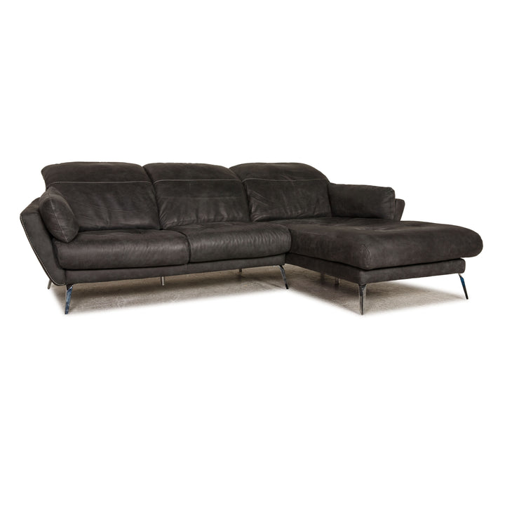 Willi Schillig Soft Leder Ecksofa Anthrazit Sofa Couch Funktion
