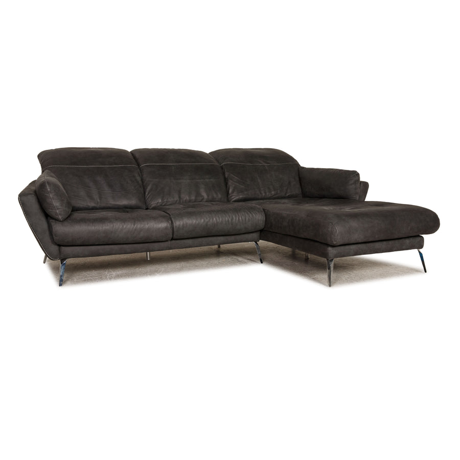 Willi Schillig Soft Leder Ecksofa Anthrazit Sofa Couch Funktion