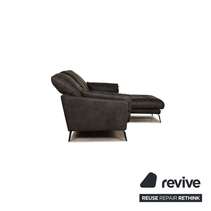 Willi Schillig Soft Leder Ecksofa Anthrazit Sofa Couch Funktion