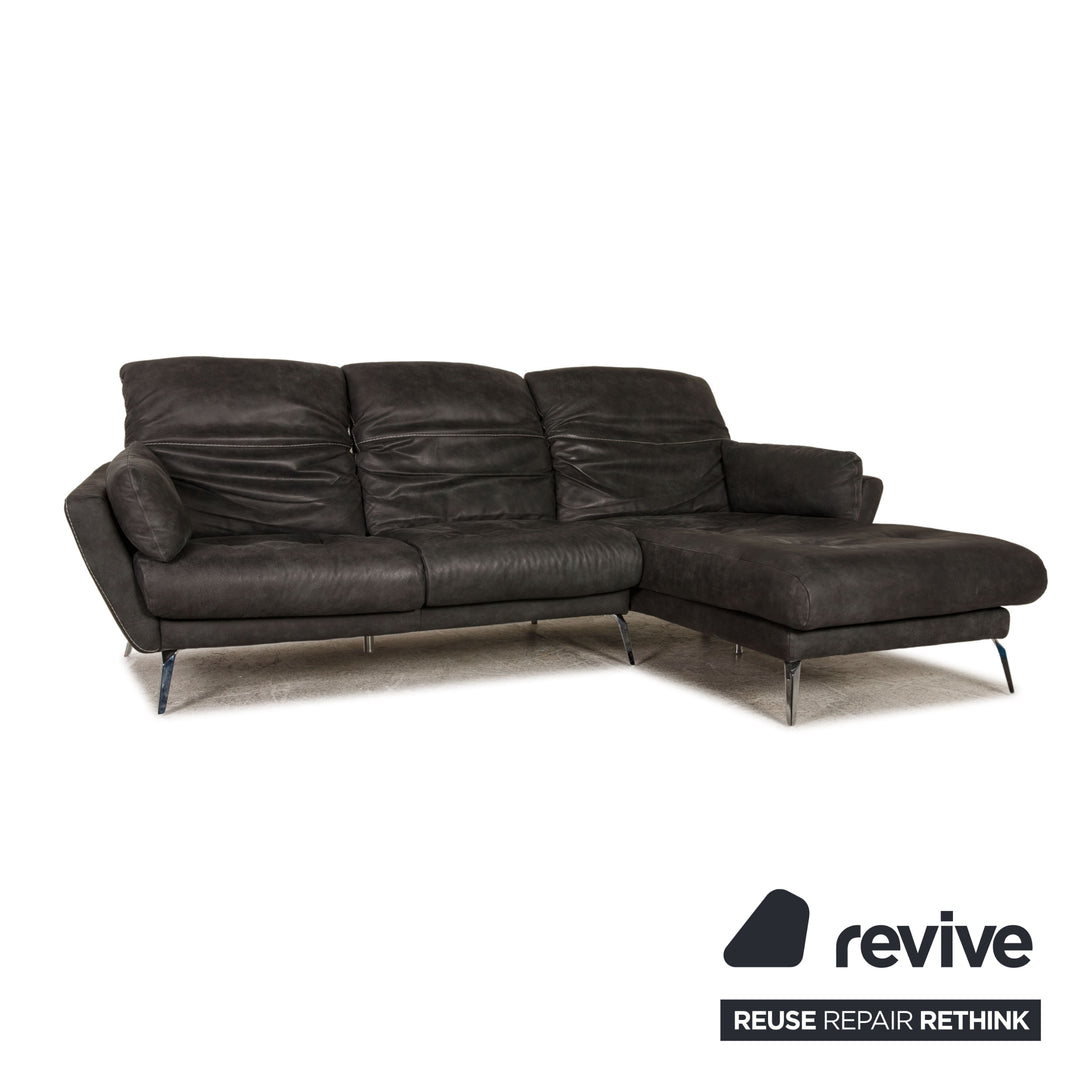 Willi Schillig Soft Leder Ecksofa Anthrazit Sofa Couch Funktion