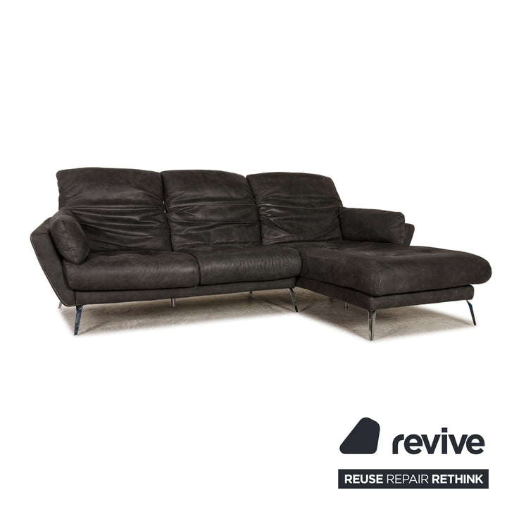 Willi Schillig Soft Leder Ecksofa Anthrazit Sofa Couch Funktion