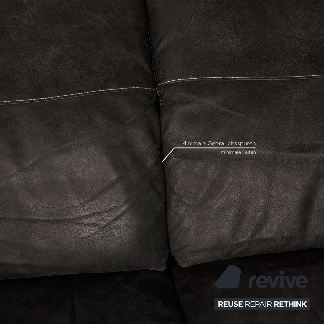 Willi Schillig Soft Leder Ecksofa Anthrazit Sofa Couch Funktion