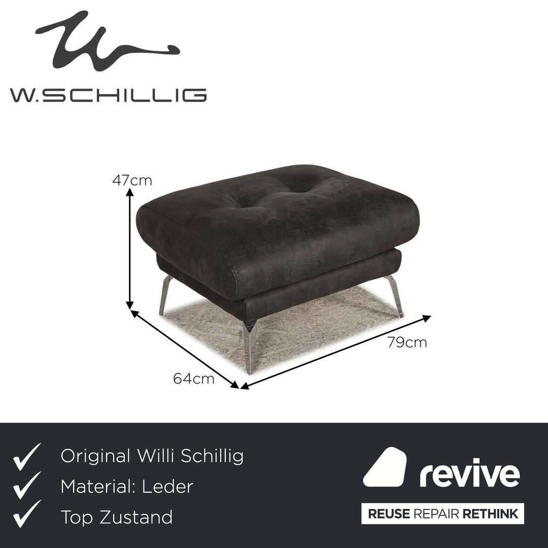 Willi Schillig Soft Leather Stool Anthracite