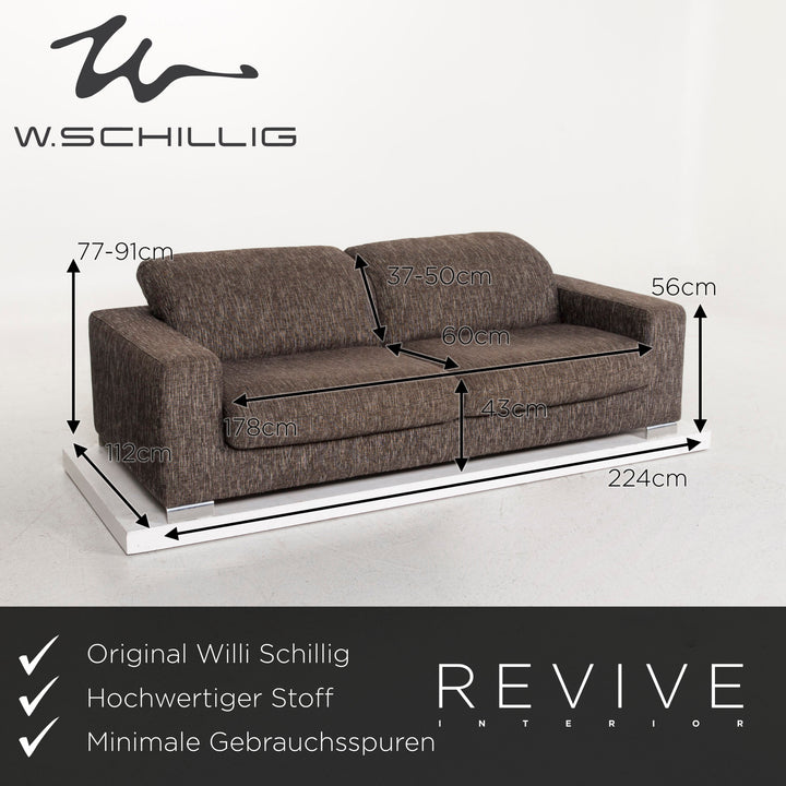 Willi Schillig Stoff Sofa Braun Dreisitzer Funktion Couch #12604