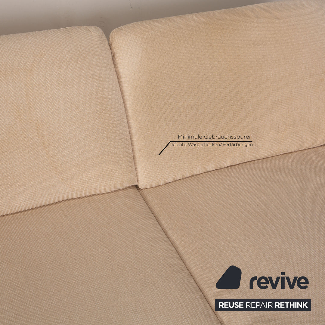 Willi Schillig Stoff Sofa Garnitur Creme Ecksofa Hocker