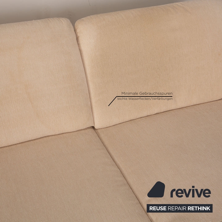 Willi Schillig Stoff Sofa Garnitur Creme Ecksofa Hocker