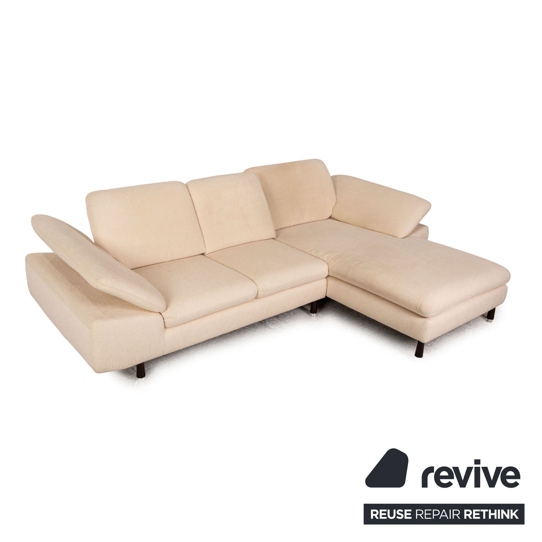 Willi Schillig Stoff Sofa Garnitur Creme Ecksofa Hocker