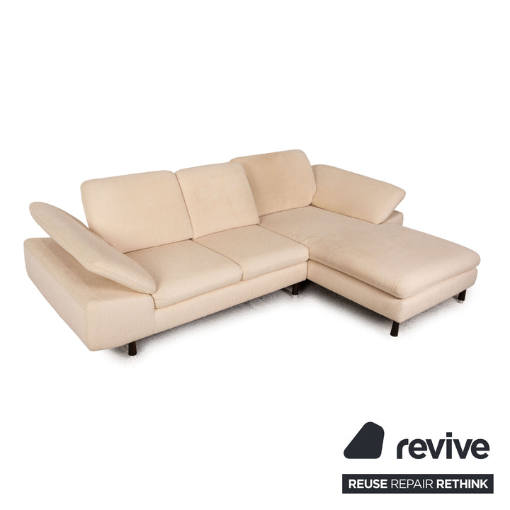 Willi Schillig Stoff Sofa Garnitur Creme Ecksofa Hocker
