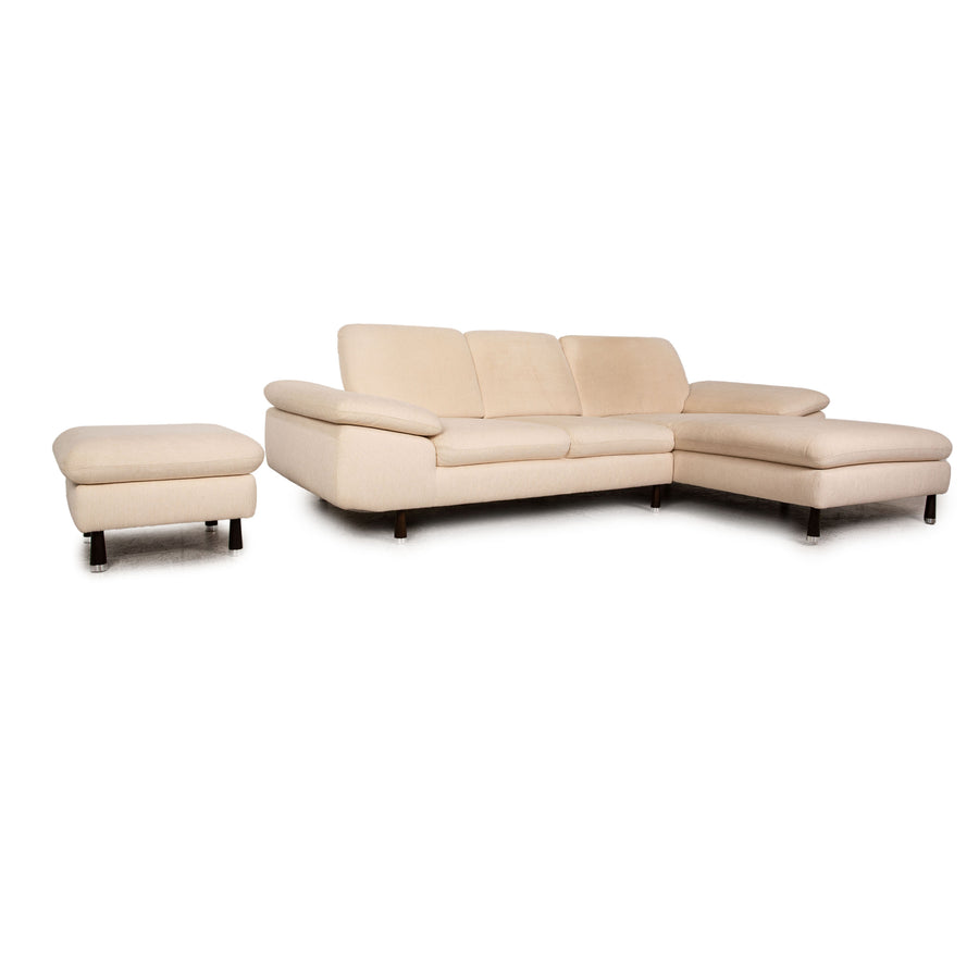 Willi Schillig Stoff Sofa Garnitur Creme Ecksofa Hocker