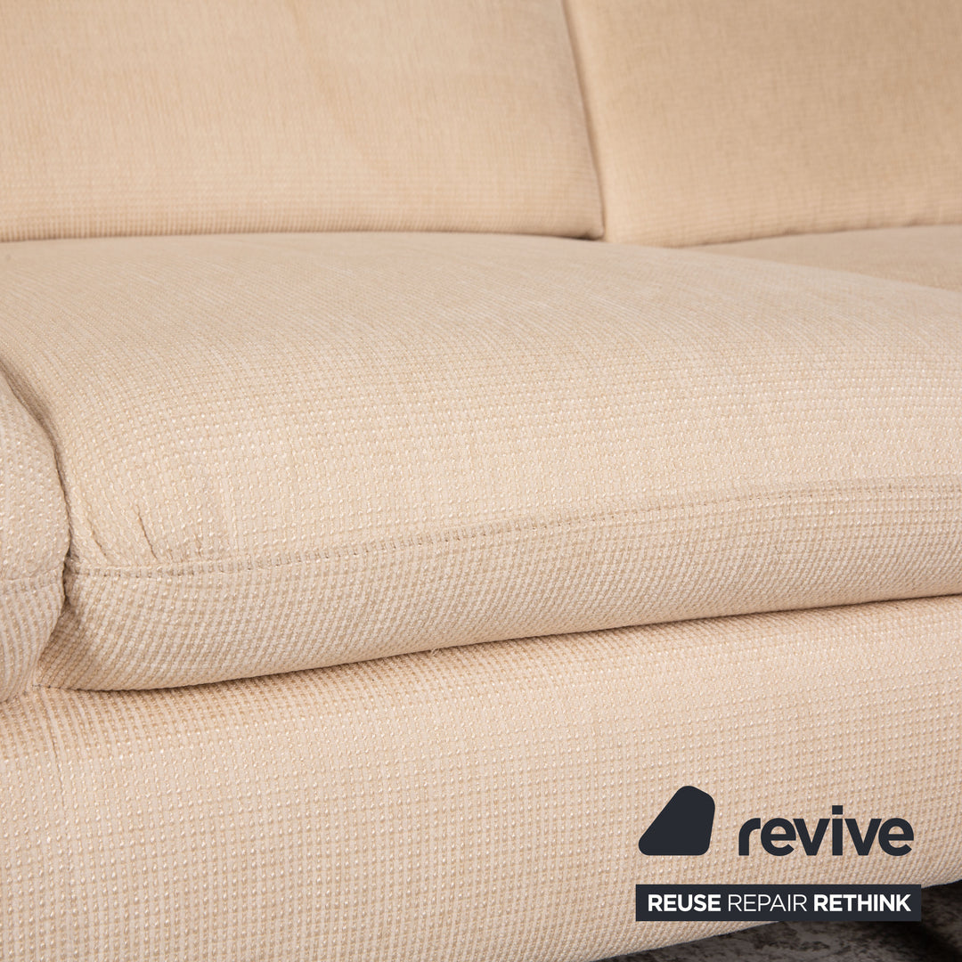 Willi Schillig Stoff Sofa Garnitur Creme Ecksofa Hocker