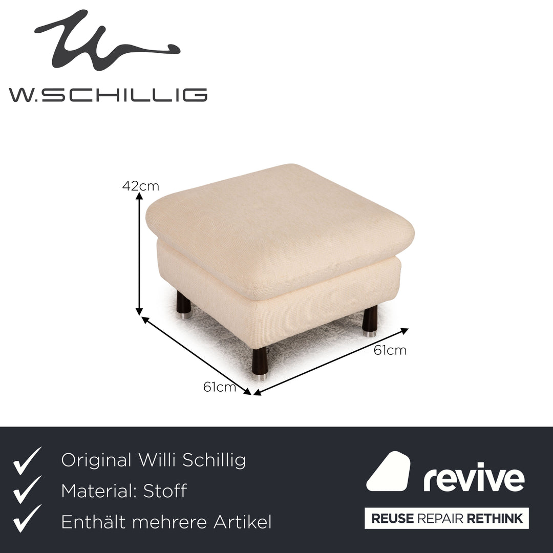 Willi Schillig Stoff Sofa Garnitur Creme Ecksofa Hocker