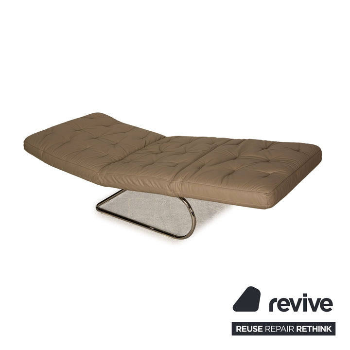 Willi Schillig Chaise Longue en Cuir Sweet Dreams Gris Taupe
