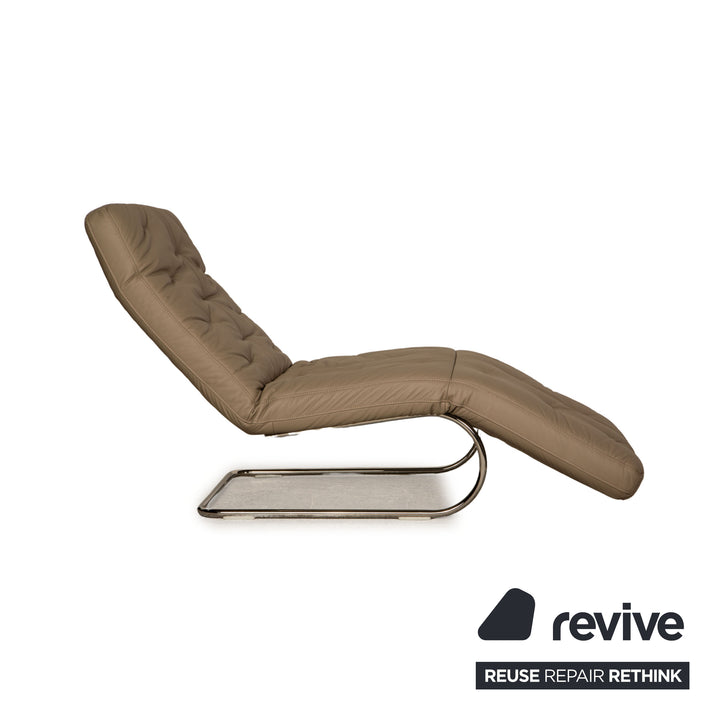 Willi Schillig Chaise Longue en Cuir Sweet Dreams Gris Taupe
