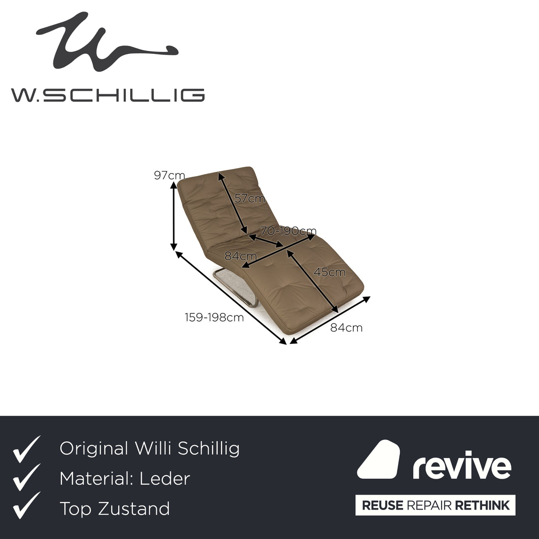 Willi Schillig Chaise Longue en Cuir Sweet Dreams Gris Taupe