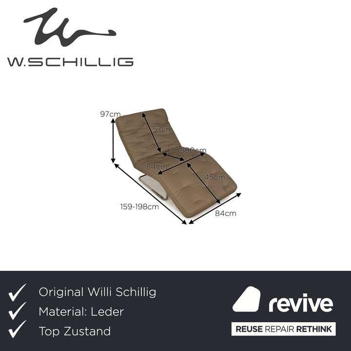 Willi Schillig Chaise Longue en Cuir Sweet Dreams Gris Taupe