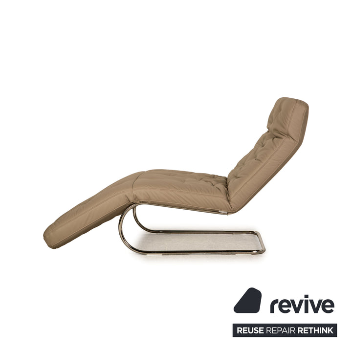 Willi Schillig Chaise Longue en Cuir Sweet Dreams Gris Taupe