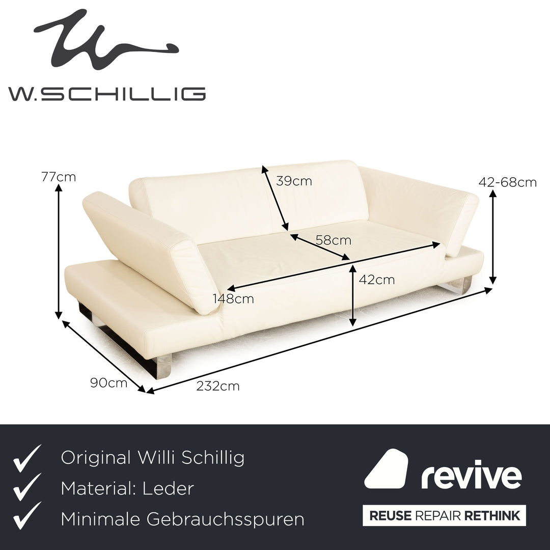 Willi Schillig Taboo Leder Dreisitzer Creme manuelle Funktion Sofa Couch