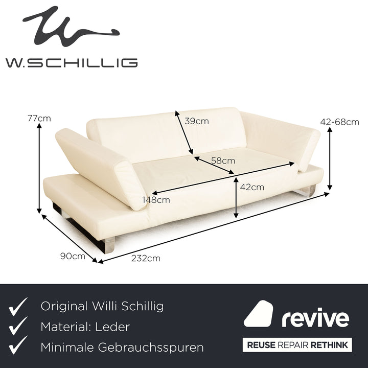 Willi Schillig Taboo Leder Dreisitzer Creme manuelle Funktion Sofa Couch