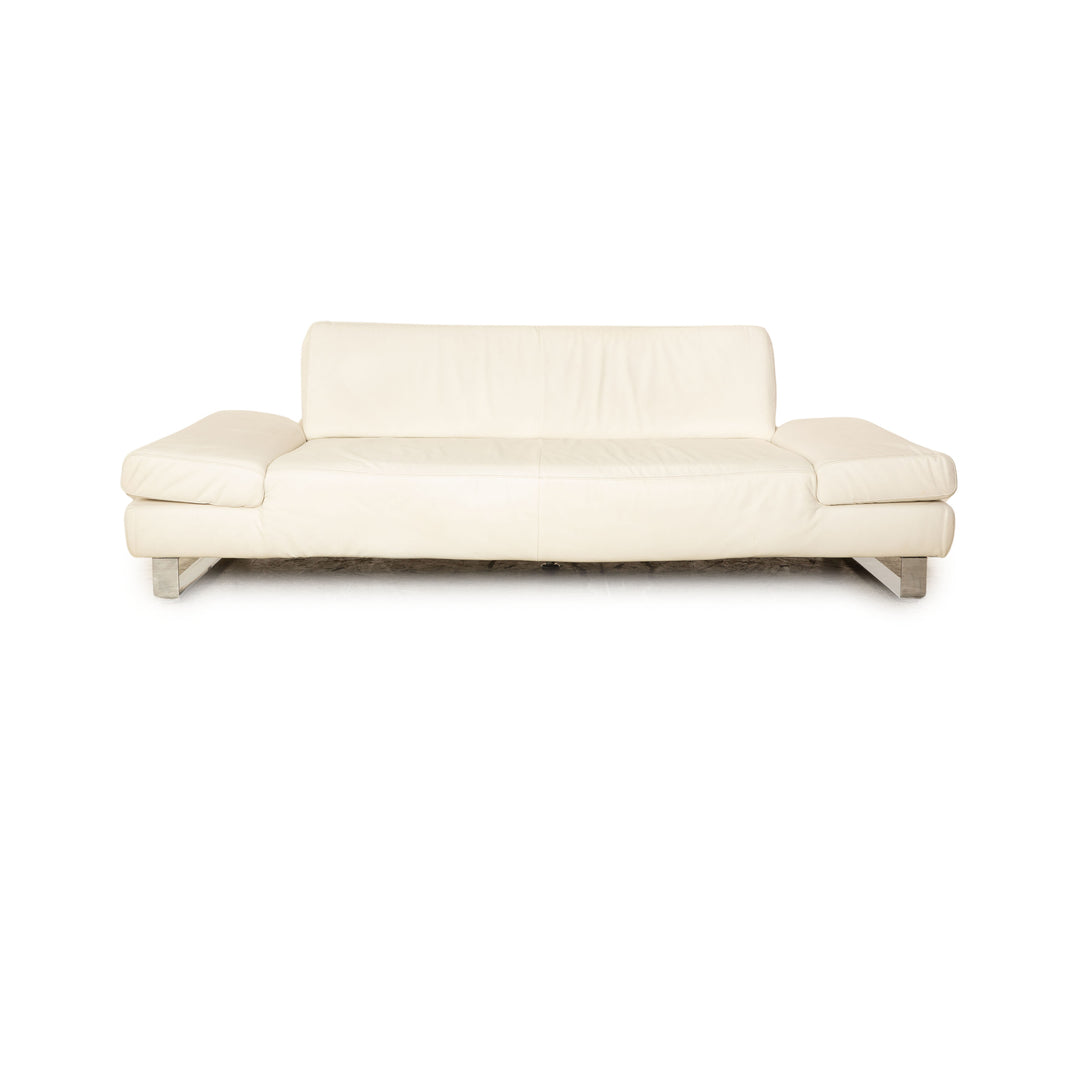 Willi Schillig Taboo Leder Dreisitzer Creme manuelle Funktion Sofa Couch