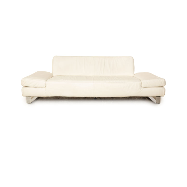 Willi Schillig Taboo Leder Dreisitzer Creme manuelle Funktion Sofa Couch