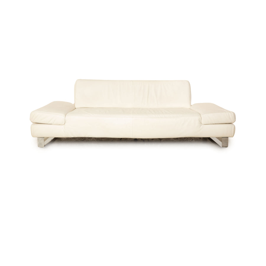 Willi Schillig Taboo Leder Dreisitzer Creme manuelle Funktion Sofa Couch