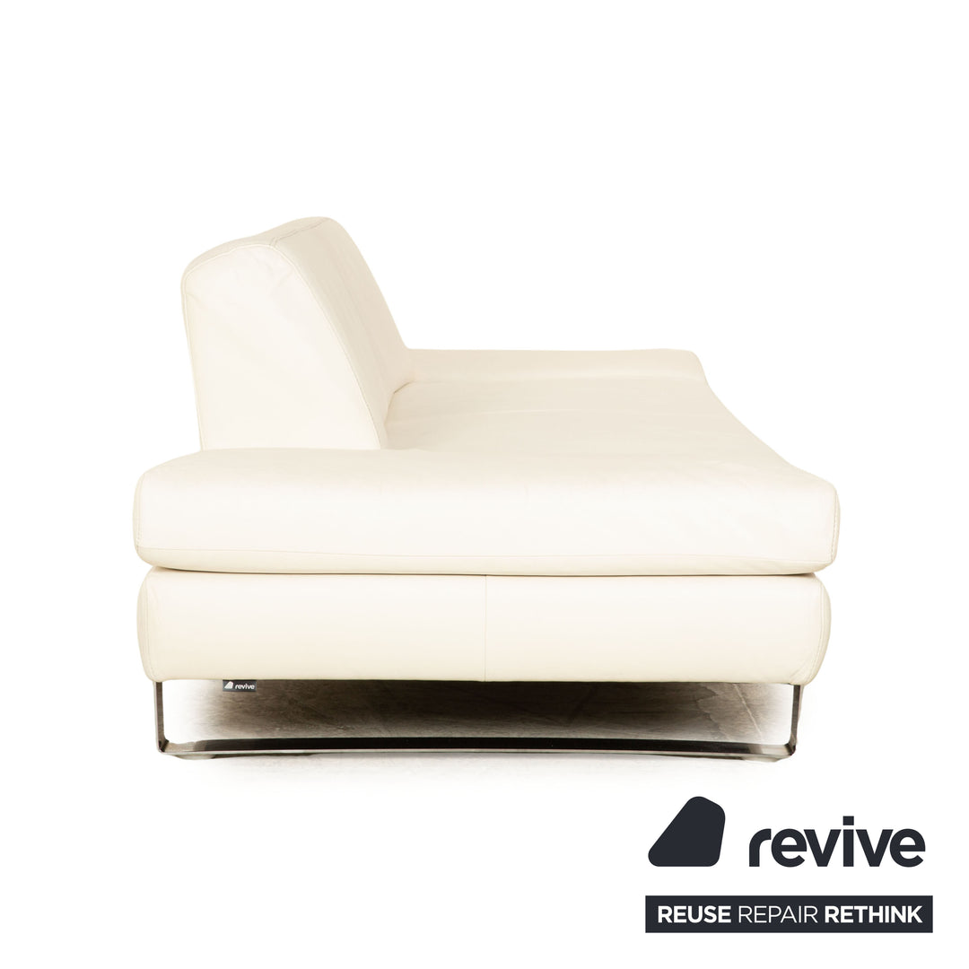 Willi Schillig Taboo Leder Dreisitzer Creme manuelle Funktion Sofa Couch