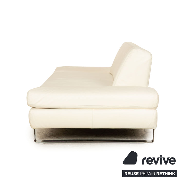 Willi Schillig Taboo Leder Dreisitzer Creme manuelle Funktion Sofa Couch